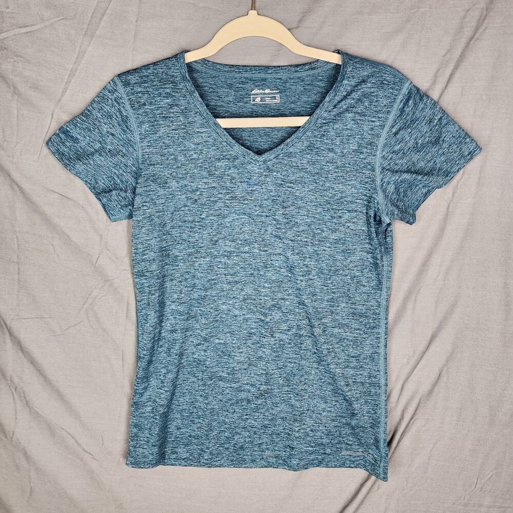 Eddie Bauer Women’s Active V Neck Shirt Blue Size Small
